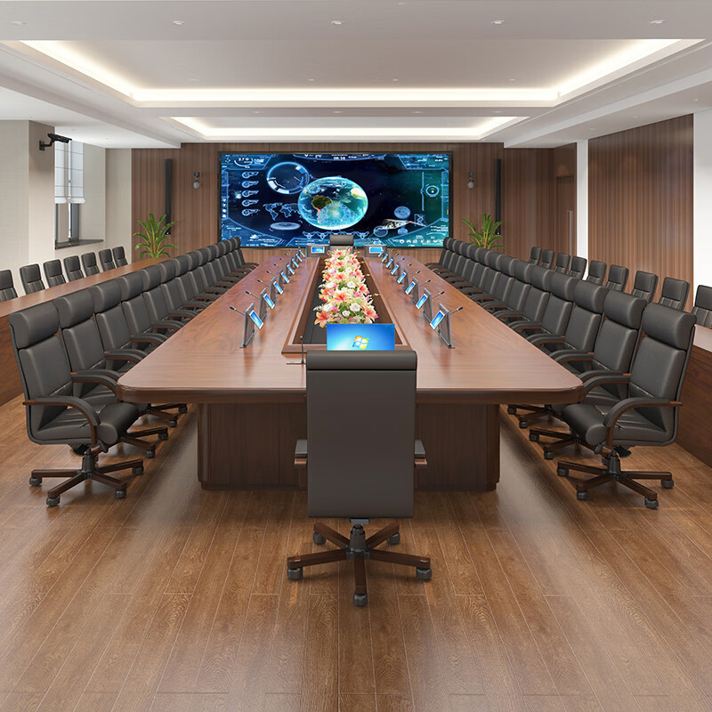 Large intelligent paperless conference table long table multi-function hidden lifting display training office long bar table Large intelligent paperless conference table long table multi-function hidden lifting display training office long bar table