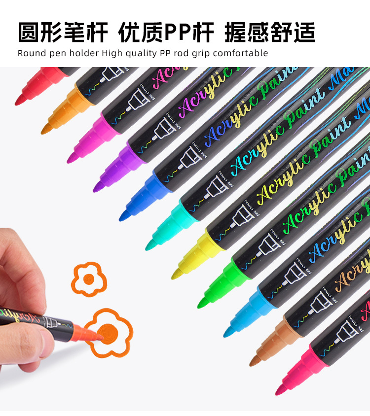 Çapraz Sınır Toptan 36/48/60/120 Renkli Çift Başlı Akrilik Marker Boya Grafiti Hızlı Kuruyan Çizim Seti Stok Ürün