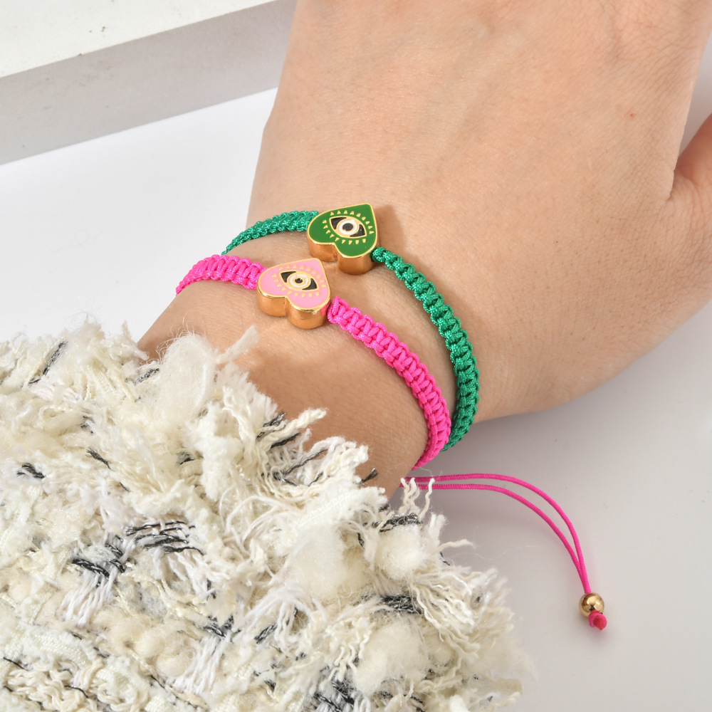15g Weight Bracelets Classification Ethnic Style Devil's Eye Heart Shape Alloy Enamel Plating Women's Bracelets