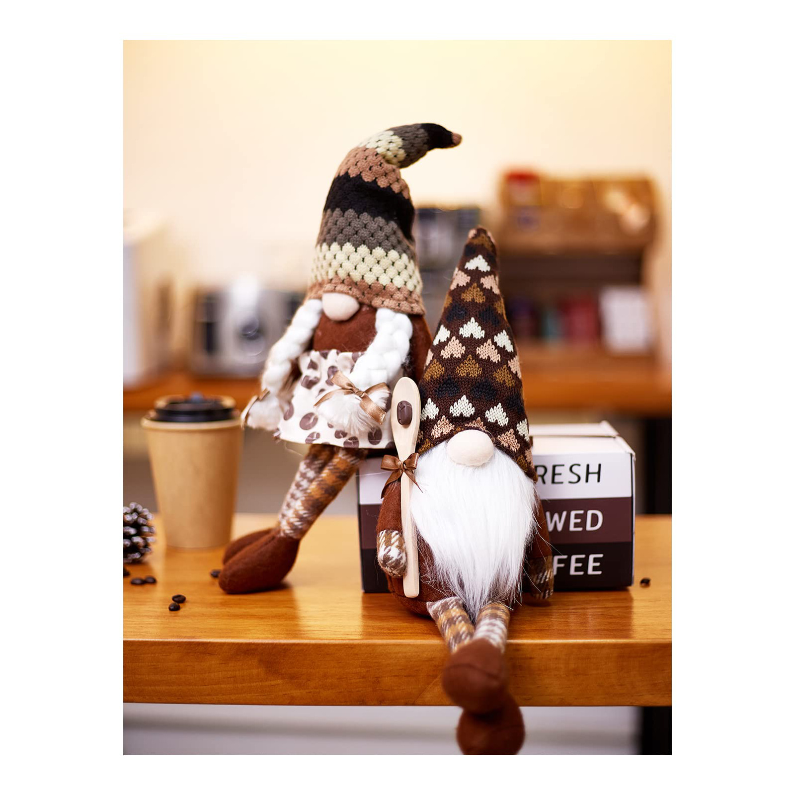 2023 nuevo festival de café transfronterizo muñeca sin rostro colgando café molido a mano decoración navideña decoración diaria del hogar