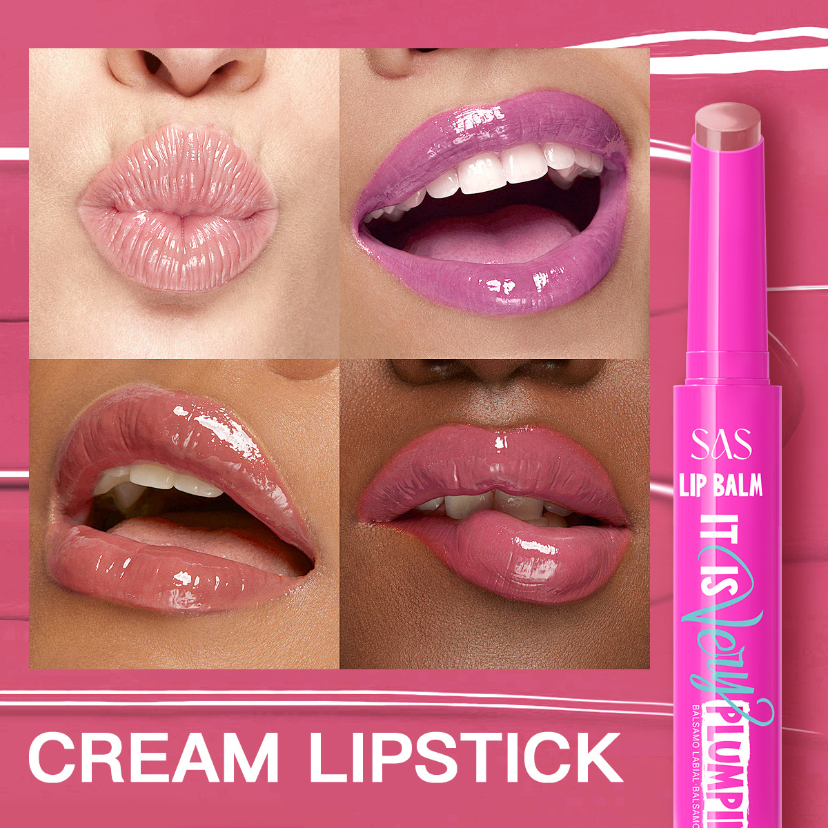 (caja de exhibición) SAS transfronterizo venta caliente doble cepillo de labios mate mate desnudo impermeable mate a largo plazo no taza de lápiz labial