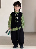 Весенний жилет для мальчиков, детский комплект, костюм без рукавов, тренд сезона, китайский стиль