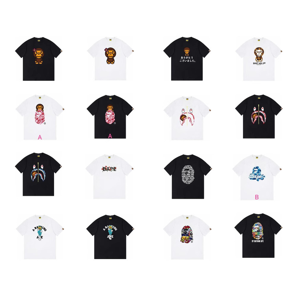 跨境外贸正确版BAPE TShirt 24SS印花圆领短袖男t恤潮流百搭上衣