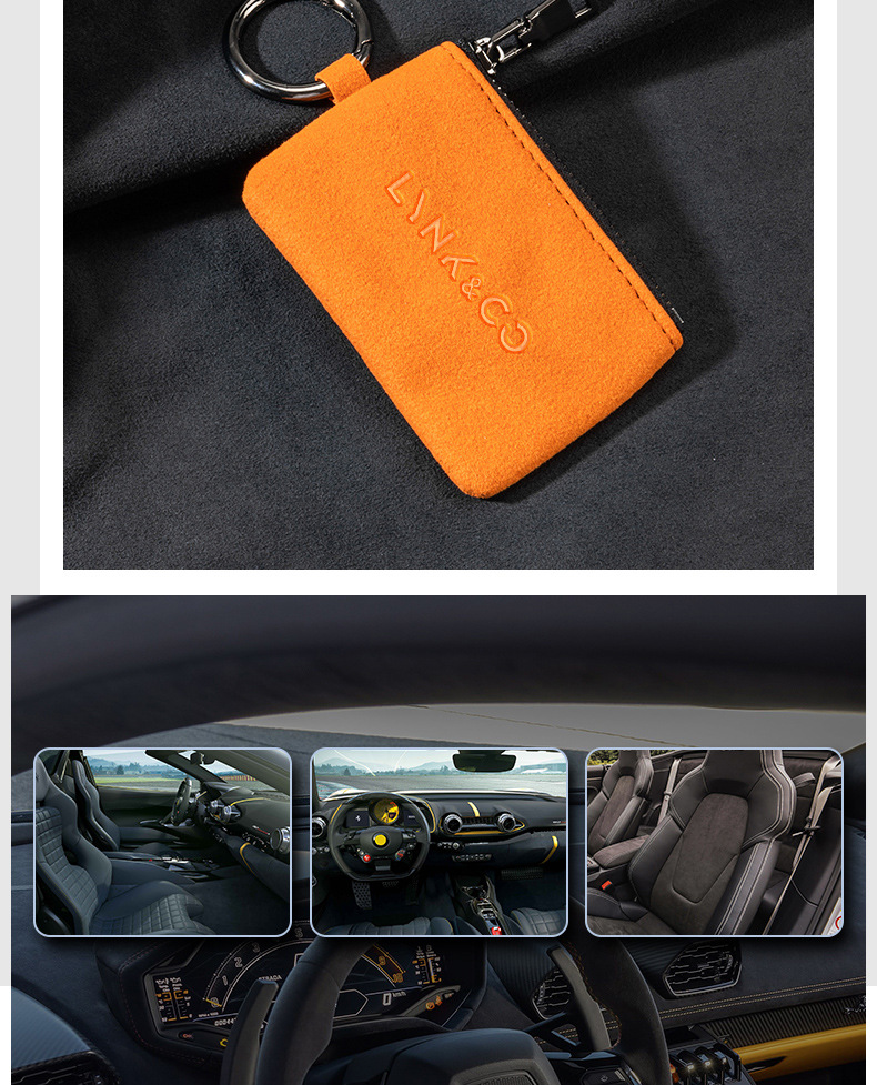 Cross-Border Direct Sales Suede Car Key Case, Car Key Protective Cover, Universal Zipper Remote Control Car Key Case