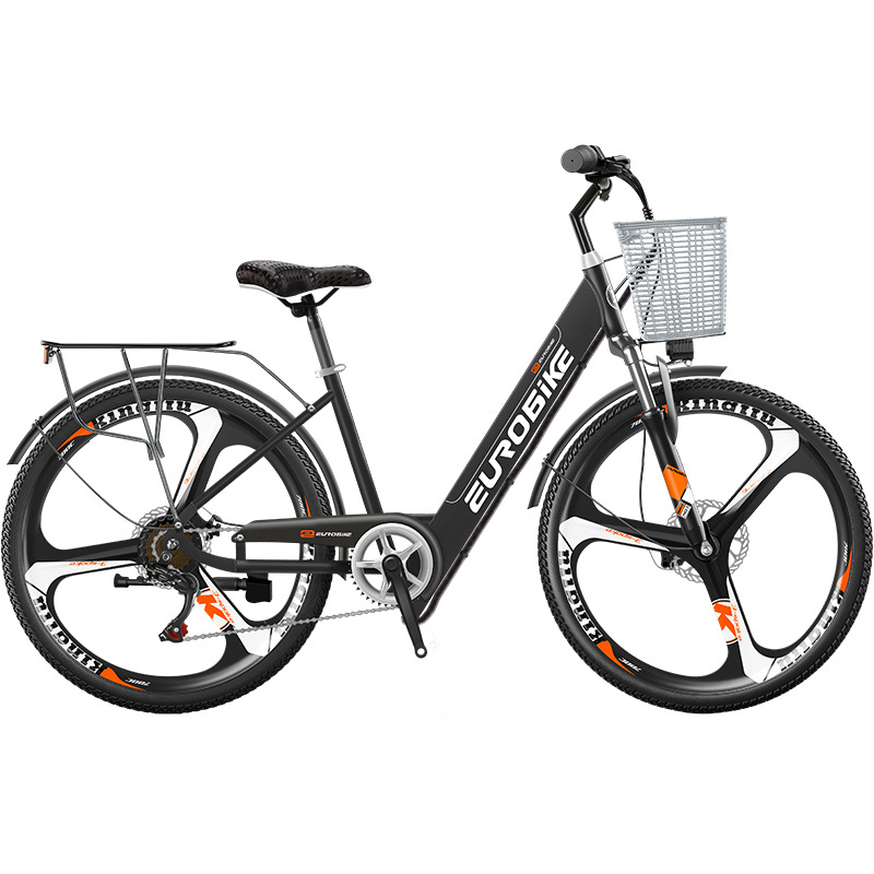 Электровелосипед Eurobike белый спицованные колеса 6Ah