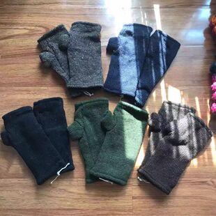 Autumn and Winter Nepalese Cashmere Half-Finger Hand Socks Warm Velvet Lining Thickeneded Hand-Knitted Wristbands Fingerless Wool Gloves for Women