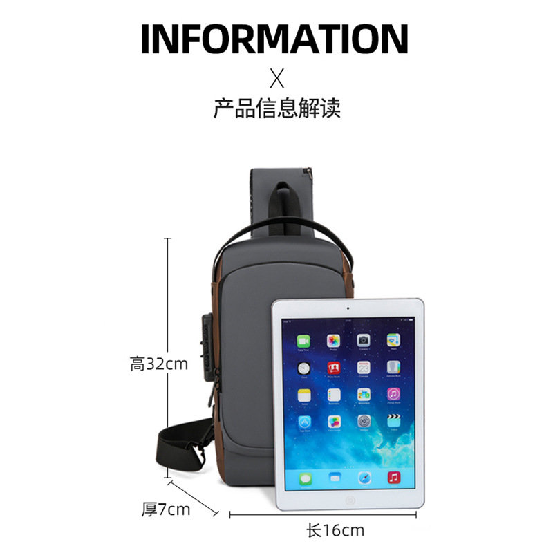 Nuevo bolso de moda para hombres bolso de pecho bolso de bloqueo de contraseña bolso de motocicleta de gran capacidad bolso de hombro antirrobo bolso deportivo