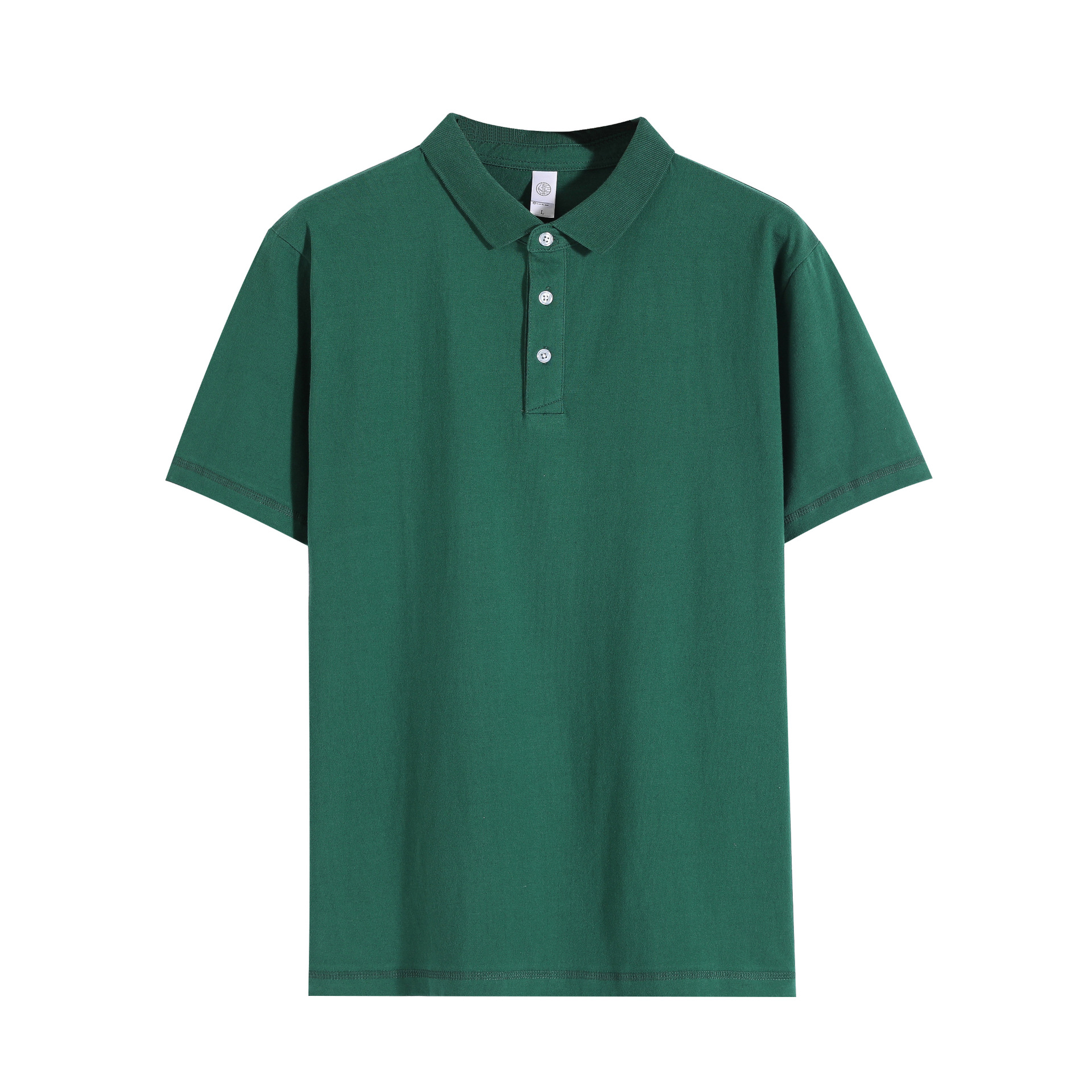 Xinjiang algodón de fibra larga 250g pesado verde oscuro camisa de Polo de manga corta de verano suelta solapa caqui camiseta de los hombres