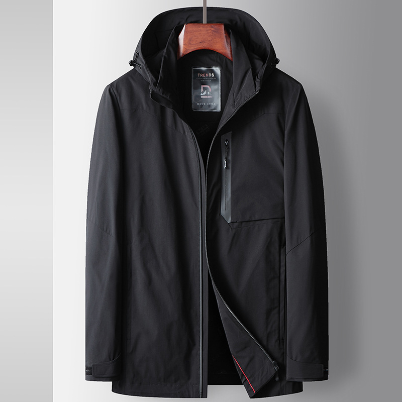 Men's Clothing Men's jackets spring and autumn new middle aged men's business casual hooded zipper tops windproof jackets_voghion.com
