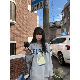 美式复古连帽卫衣女印花街头潮牌宽松 oversize 显瘦上衣