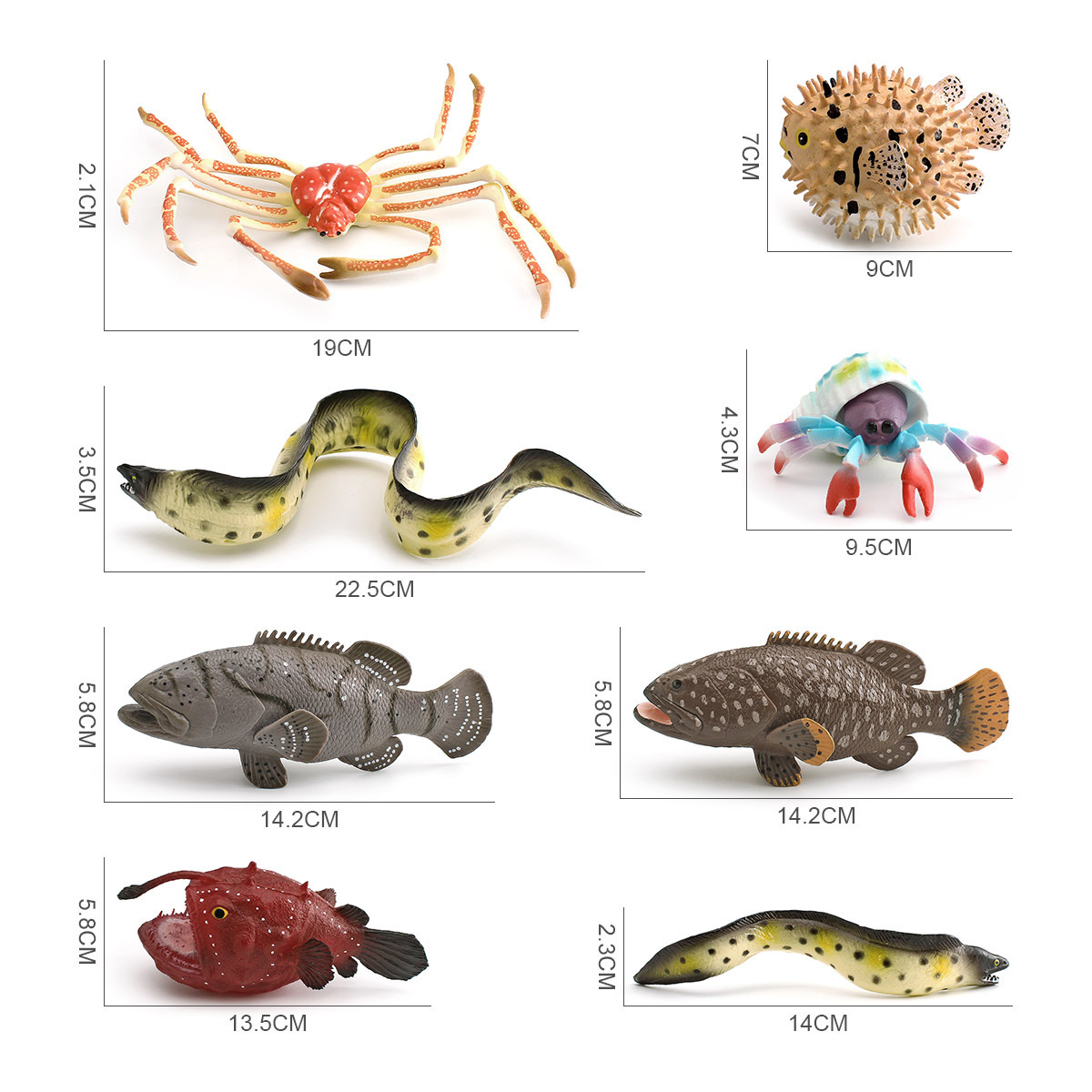 Transfronteriza simulación de Vida Marina modelo de pescado sapo pescador mero submarino animal adornos estáticos