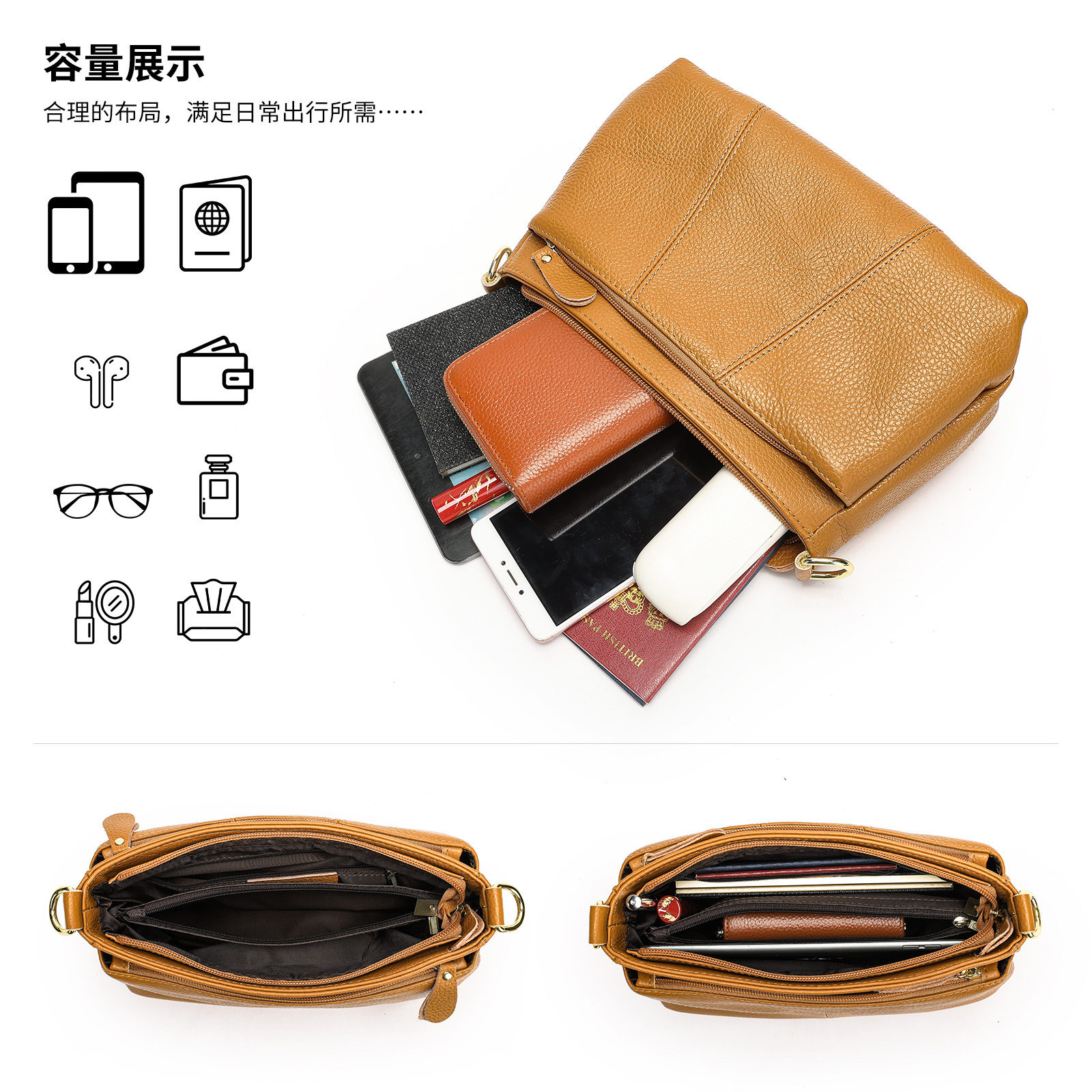 WESTAL Hot-Selling Genuine Leather Women's Shoulder Bag - New Top Grain Cowhide Luxury Crossbody Handbag - Thumbnail 3