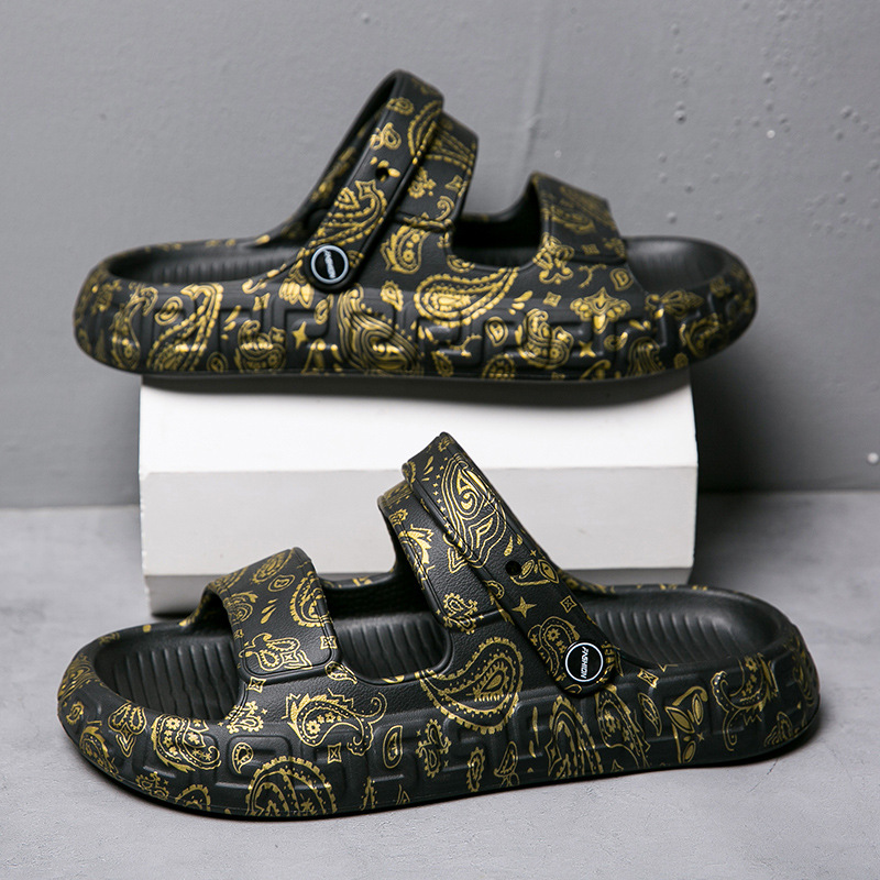 Par zapatillas verano nueva historieta cintura flor sandalias moda casual chanclas al aire libre antideslizante zapatos de playa ligeros