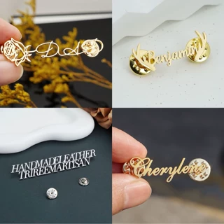 高定不锈钢切割名字胸针custom 勋章个性胸牌胸章制作ding制厂家