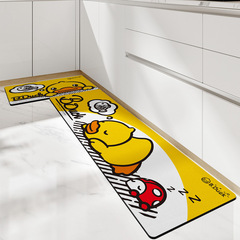 Cartoon Yellow Duck PVC Long Strips Washable and Erasable Kitchen Mat PU Thick Leather rug Waterproof Oil Proof Foot Mat