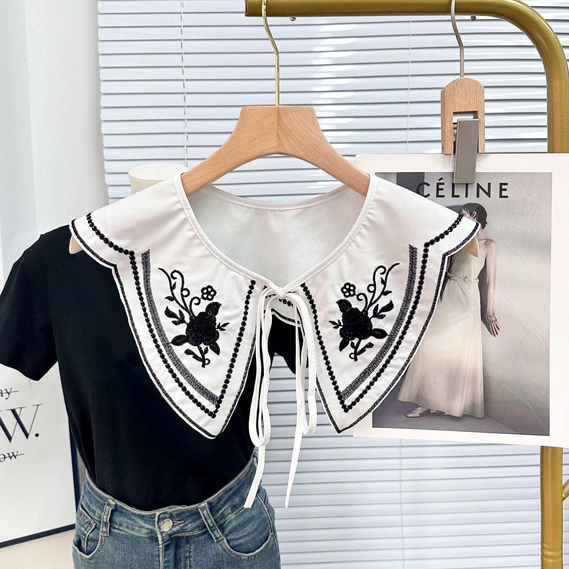 Fabricante al por mayor nuevo collar bordado collar falso de mujer con lazos acabados decoración de arco transfronterizo
