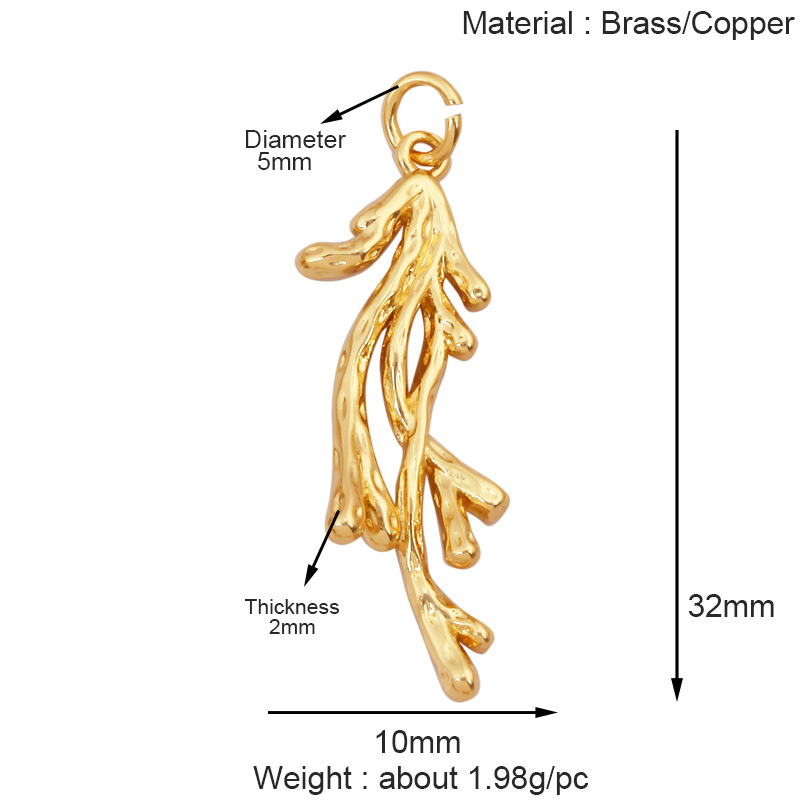 3g Weight Pendant Jewelry Making Type 28*38mm Jewelry Making Size DIY Jewelry Accessories Classification 1 Piece Quantity Copper Material Coral Pattern All Seasons Season Polished Finish Plating Design Marine Style, Sweet, Classic Style Style 1 Piece 28*38mm Copper Coral Polished Pendant DIY Jewelry Accessories 2