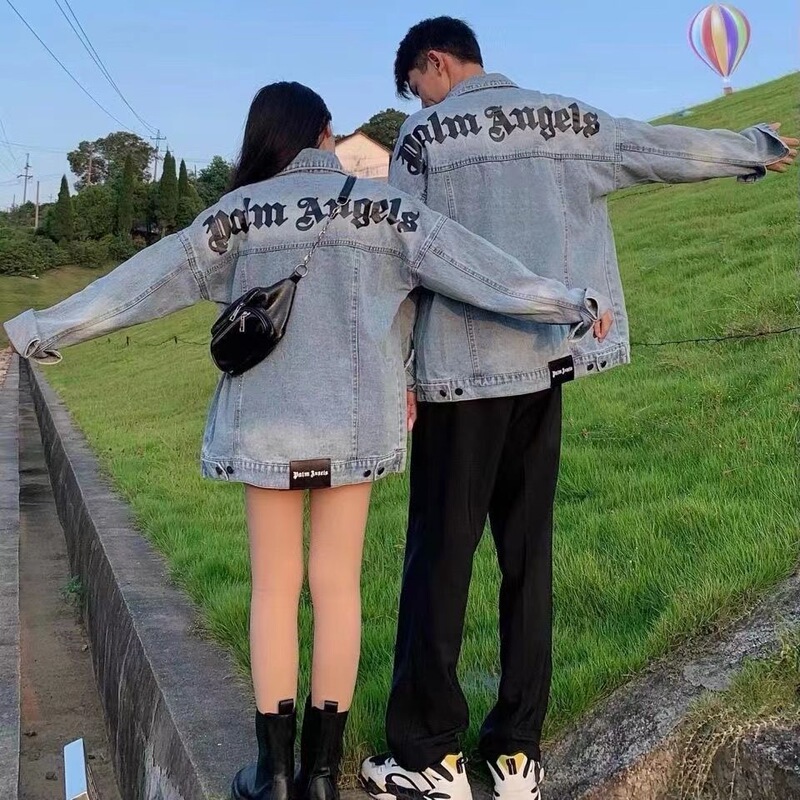 2026 Palm Angels unisex loose-fit casual denim jacket, workwear style, high-street trendy top 2026 Palm Angels unisex loose-fit casual denim jacket, workwear style, high-street trendy top
