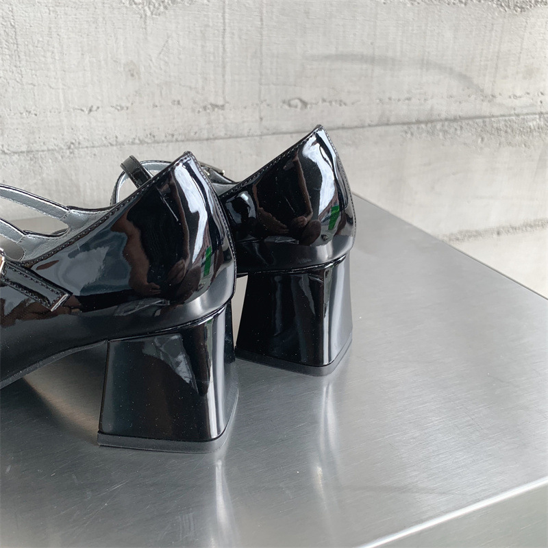 Mary Jane – talons hauts épais à Double sangle pour femmes, simples, à tête carrée, petits rouges, saison printemps et automne 2024_voghion.com