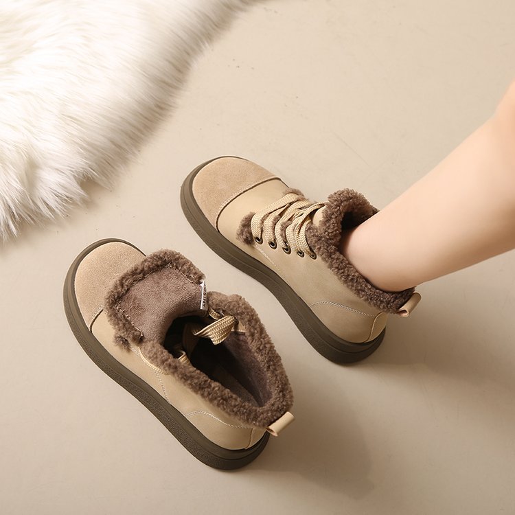 Women's Ankle Boots With Low Heels And Plush Lining For Winter_voghion.com