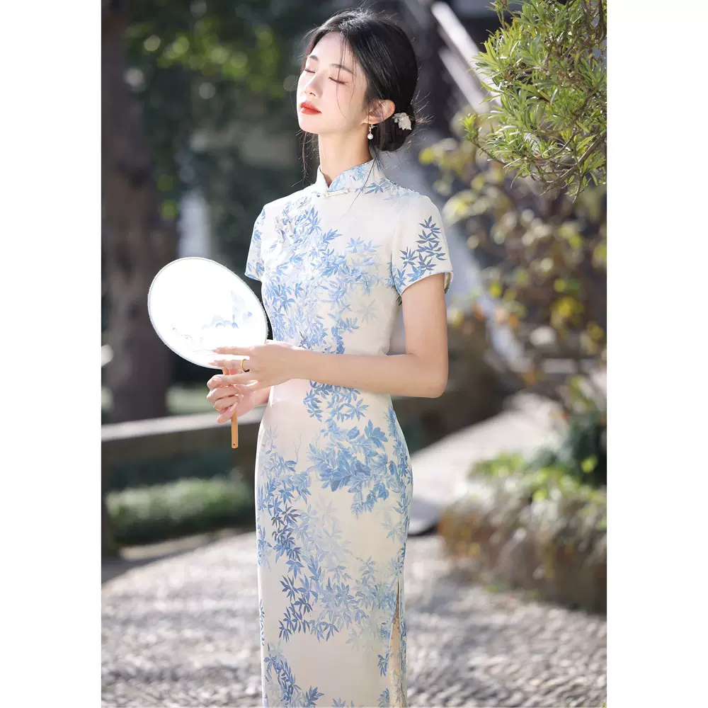 年轻款竹节麻旗袍小个子 贝佳斯高级感显瘦民国风旗袍改良连衣裙
