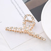 Metal big crab pin from pearl, hairgrip, hair accessory, suitable for import