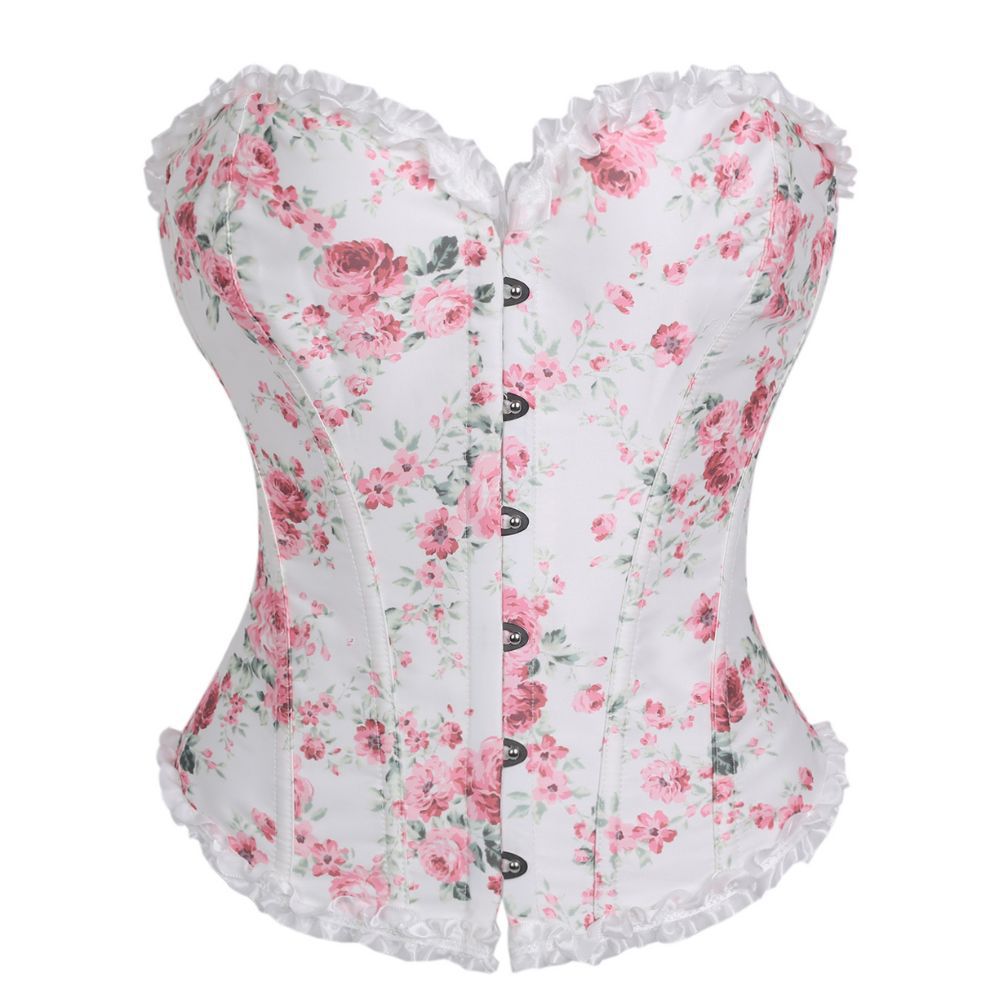 Nuevo impresión de encaje de belleza de cintura de pecho corsés de mujer corte corte de vestuario fuente transfronteriza temu