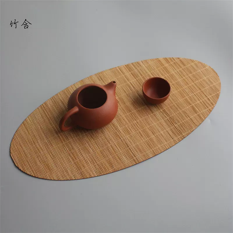 椭圆形竹茶席隔热茶垫防烫竹垫