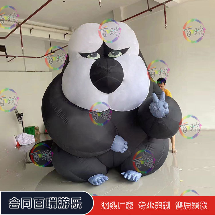 可爱卡通动物白面僧猴南京红山动物园杜杜气模网红城市地标美陈