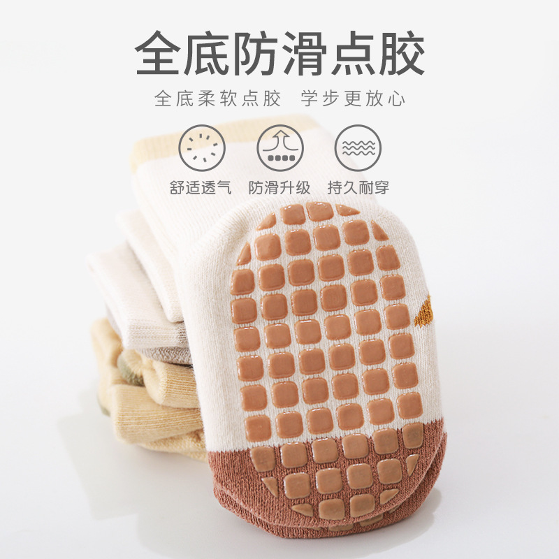 Bebé niño calcetines Otoño e Invierno deshuesado boca gruesa caliente bebé niños y niñas interior antideslizante calcetines de piso de dispensación