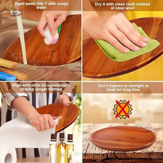 Bandeja de madera placa de cocina hogar madera redonda DIM suma sushi disco barbacoa bandeja de té BSCI certificado