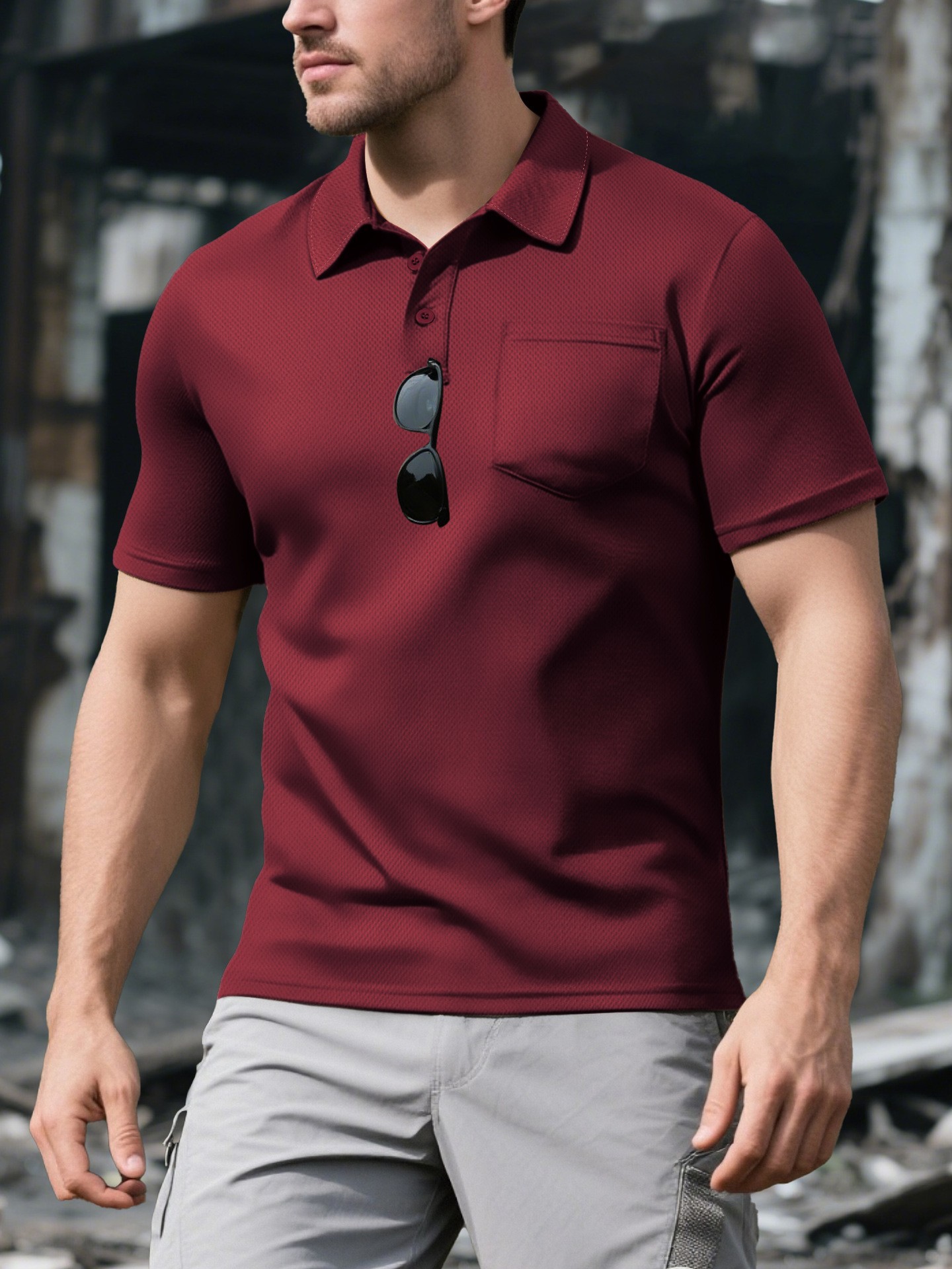 Europa y Estados Unidos transfronterizos hombre polo de verano con solapa de mangas cortas transpirables piel deportiva casual moda de hombre de mangas cortas hombre