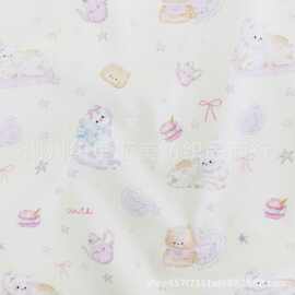 全棉数码动物卡通印花布纯棉40支府绸布料春夏款童装女装服装面料