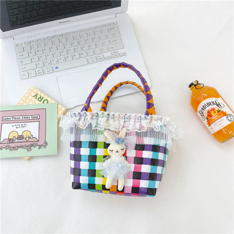 Bolso pequeño para niños nuevo para mujer 2023 mini portátil cesta de verduras lindo bolso tejido a mano bolsa de playa junto al mar