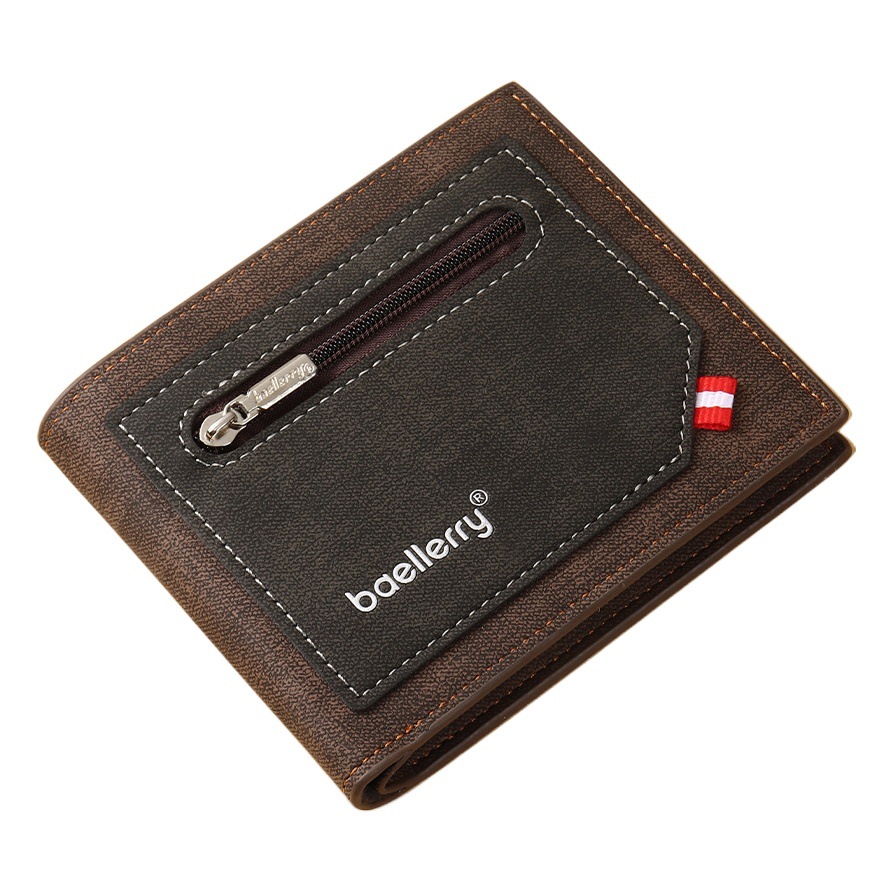 Baellerry Men's Short Wallet Business Contrast Color Zipper Coin Bag Multi Card Holder Wallet Wallet