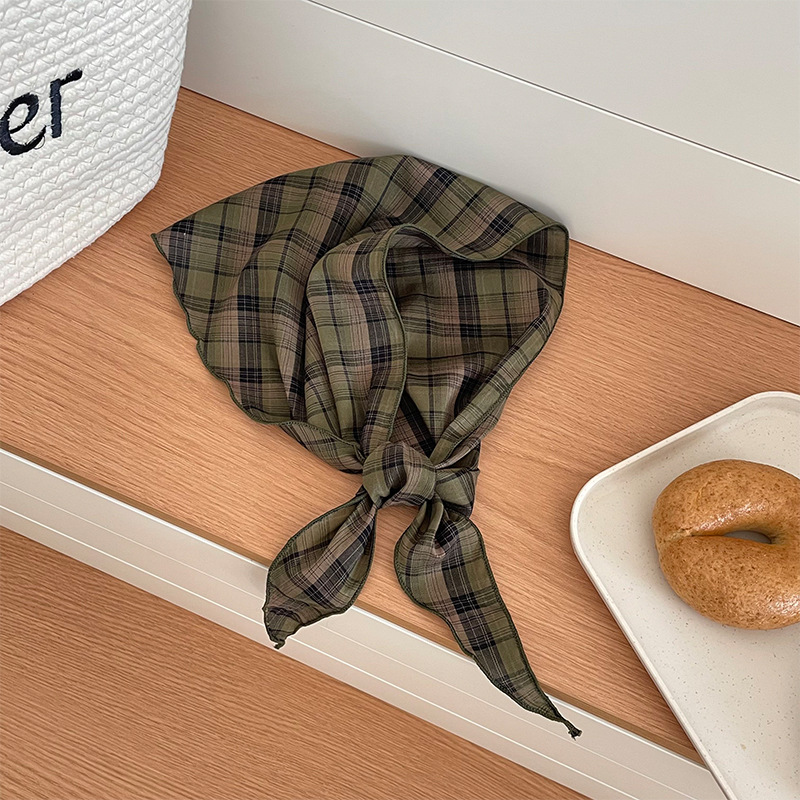 Pañuelo de seda de alta calidad, bufanda de decoración de cuello de todo fósforo coreana, bufanda triangular retro literaria, bufanda de cintura, cinturón para el cabello, cabello atado