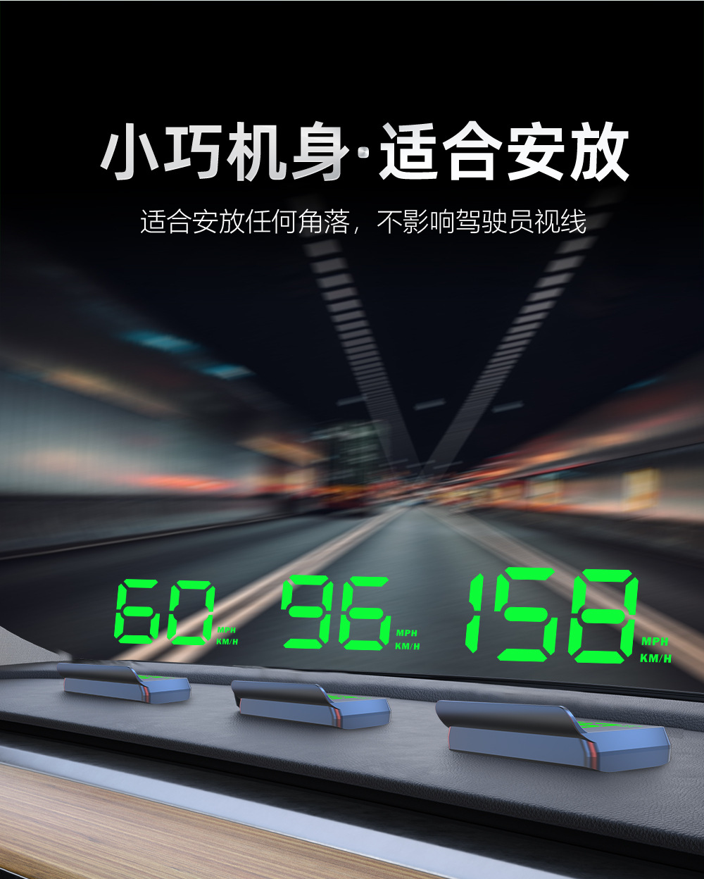 Car Hud Head-Up Display Car Universal Beidou Gps Speed Display Kmh/Mph Hd Projector W2