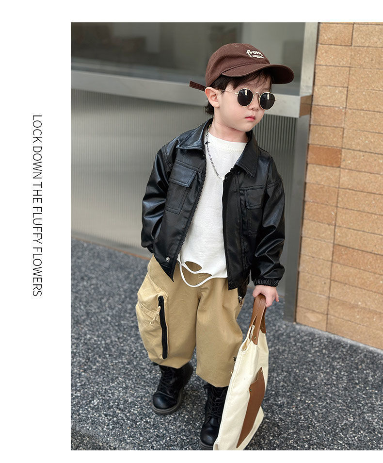 Boys Leather Jacket Stylish Spring Autumn Jacket For Children_voghion.com
