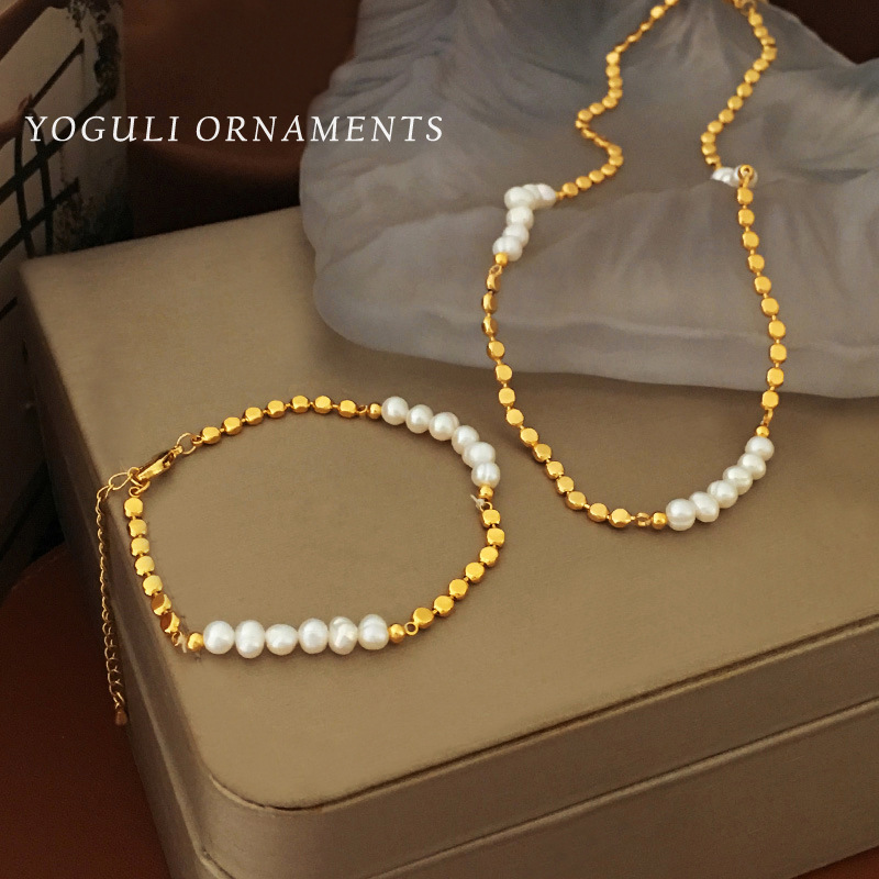 Copper elegant retro necklace pearl