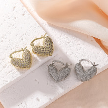 韩版时尚简约气质小众设计感微镶爱心耳扣轻奢高级感聚会百搭耳饰