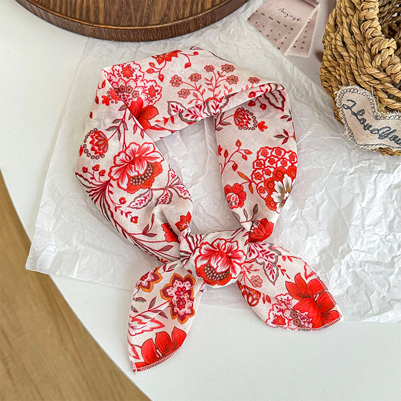 Bufanda de seda, bufanda cuadrada pequeña, bufanda fina, chal pequeño, protector de cuello de anacardo retro, bufanda decorativa, pañuelo en la cabeza, banda para el cabello