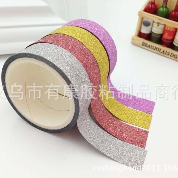 Amazon transfronterizo creativo DIY polvo de oro cinta decorativa exquisito Arco Iris brillo cinta decorativa álbum