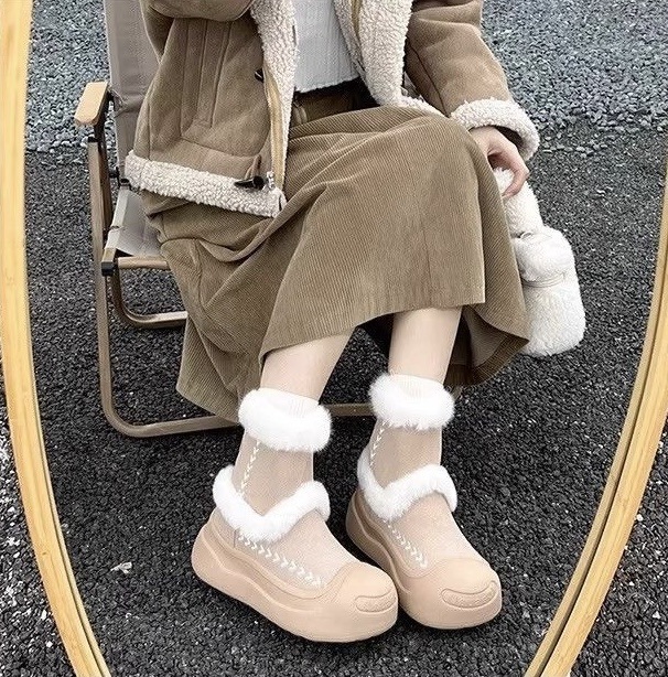 东北哈尔滨雪地靴女2025新款冬季加绒加厚保暖棉鞋厚底防滑大棉靴|undefined
