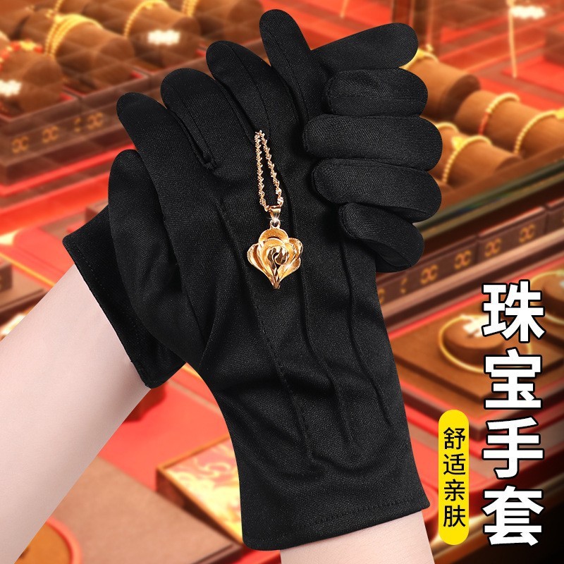 高級黒バックル三本指手袋ジュエリーグローブ防汗通気性交通指揮エチケット手袋|undefined