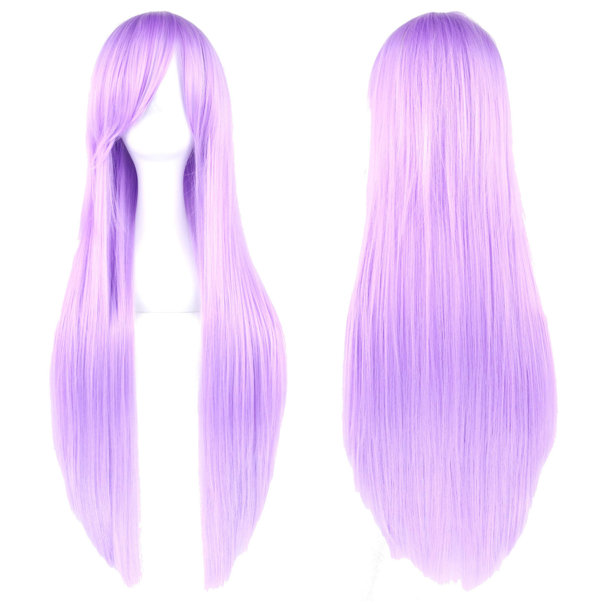 Peluca Larga Recta para Cosplay de 80 cm con Flequillo Oblicuo Sintética image 29
