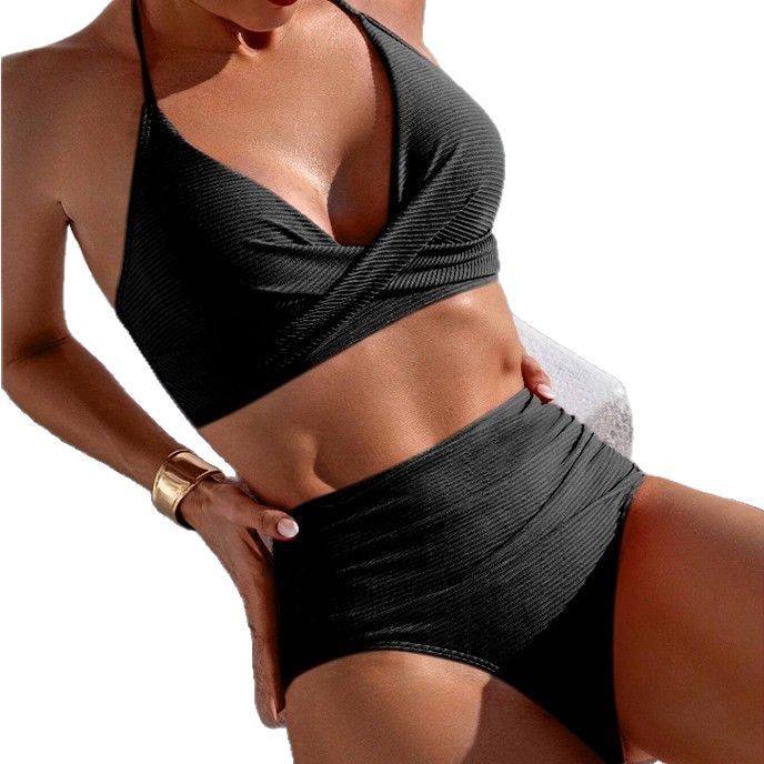 GraceChic 2025 New European And American Style Women's Swimsuit High-End Halter Neck Bikini High-Waist Two-Piece Swimwear_voghion.com