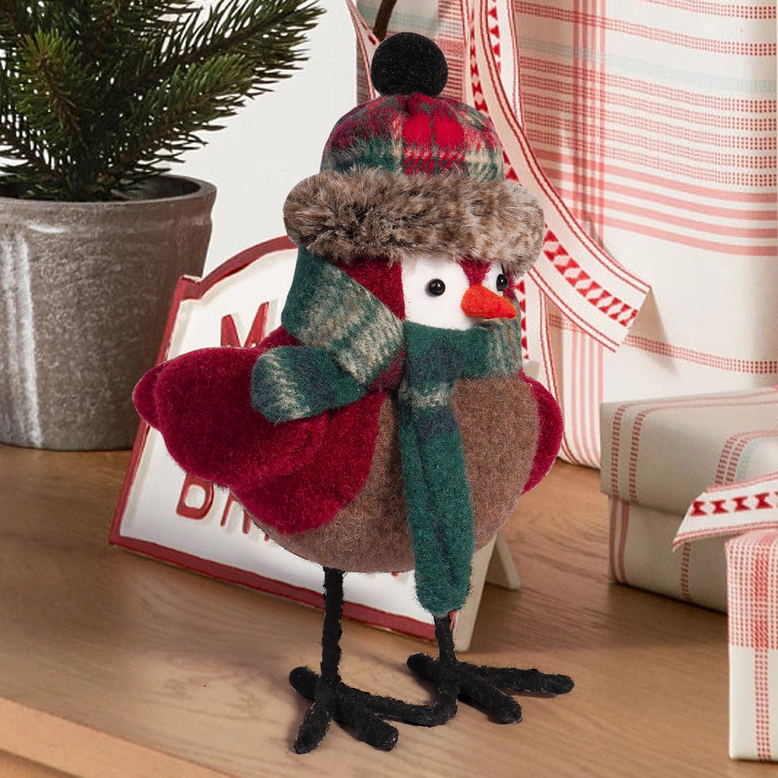 Navidad transfronteriza adorable pájaros creativos Santa pájaros festivos decoraciones de escritorio pájaros de pie