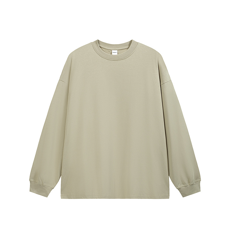 JIEZHAN | 305Gfog カラー長袖 Tシャツ 25 秋アメリカンソリッドカラーコットンルーズカップルボトリングシャツ