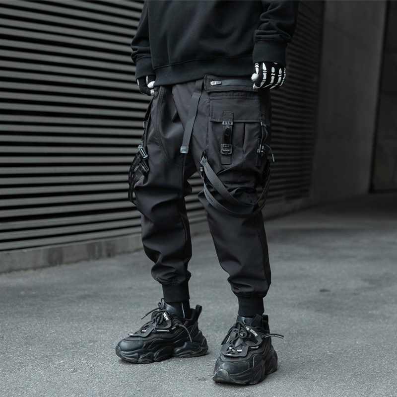 Spring and Autumn Dark Trendy Brand Cockwork Pants Men's Slim-Fit Slimming Boots Pants Street Trendy Functional Pants Ruffian Handsome Leg Pants Cropped