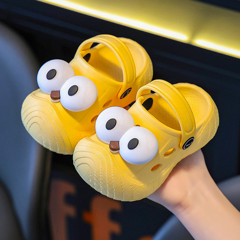 Diversión ojos grandes niños agujero zapatos de agujero para niños y niñas de verano con zapatillas para bebés eva